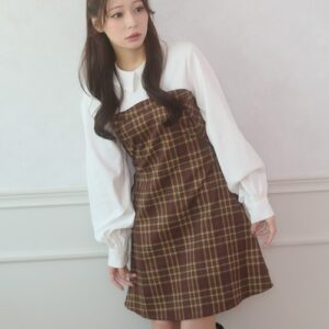 Side Lace-Up Check Mini Dress