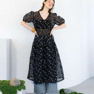 Sheer Jacquard Dress