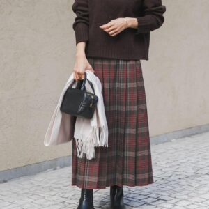 Check Pleated Skirt