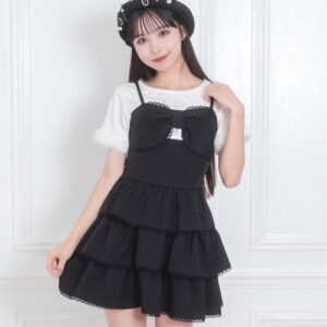 RIBBON LOGO CHARM TIERED FRILL JUMPER SKIRT