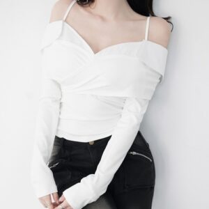 Cross Gather Off-Shoulder Cut-Sew Top