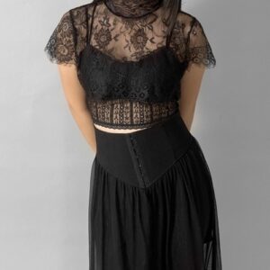 High Neck Lace Layered Top