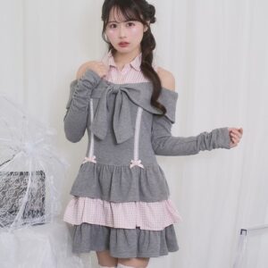 Off Shoulder Ribbon Docking Dress
